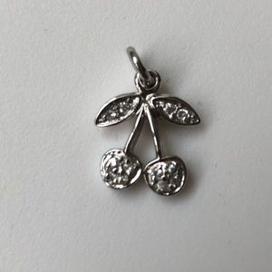 Pave Diamond/Sterling Silver Cherry pendant/charm